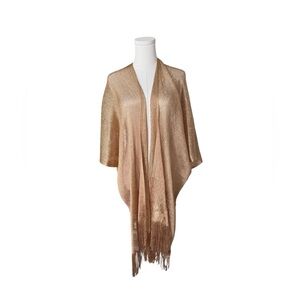Gold Lurex metallic Mesh Fringe Kimono Shawl | Early 2000s Boho